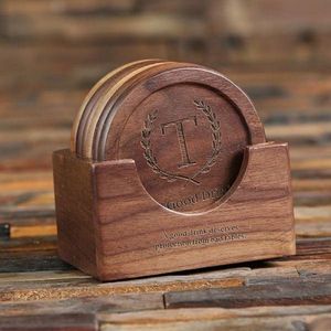 แผ่นรองแก้วและแผ่นรองชาและกาแฟทำจากไม้ธรรมชาติทรงสี่เหลี่ยมและแผ่นรองแก้ว - Product Image 1