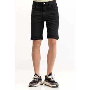 Short en jean basique taille haute MN-SHT-SS23-001 Anthracite avec délavage foncé - Product Image 6