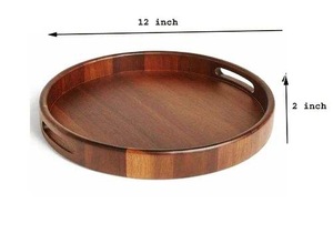 Bandeja redonda de madera para almacenamiento-Organización biodegradable para el hogar - Product Image 4