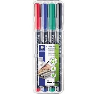 Juego de Marcadores Permanentes STAEDTLER Lumocolor de 1 mm, Colores Surtidos, 4 Piezas, No Resistentes a la Humedad - Product Image 1