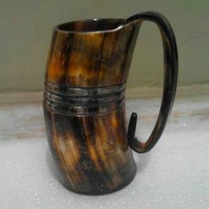 Jarra de cerveza con forma de círculo Medieval auténtica, taza de cuerno vikingo hecha a mano Natural, acabado pulido con espejo, la mejor calidad - Product Image 1