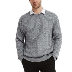 Suéter de Cuello Redondo de Punto Trenzado para Hombre, Proveedor OEM, Pedidos al por Mayor Personalizados, Suéter de Invierno Hecho a Medida para el Mercado Estadounidense - Product Image 1