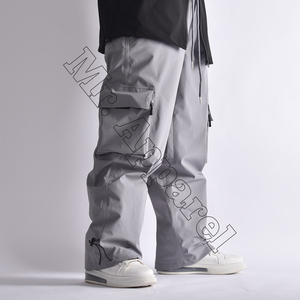 Men Gray Waterproof Cargo <b>Pants</b> Drawstring Closure Polyester Outdoor Wear - Product Image 5