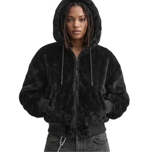 Veste à capuche en fausse fourrure pour femme, manteau d'hiver en polaire polyester, chaud, doux, décontracté, avec fermeture éclair, veste à capuche tendance pour femme - Product Image 1