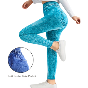 เลกกิ้งผ้ายืดหยุ่นเอวสูงเนื้อผ้าถักบางระบายอากาศได้ดีใส่ในฤดูร้อนกางเกงออกกำลังกายมีกระเป๋ามีตะเข็บ - Product Image 1