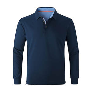 Polo à manches longues en tricot uni pour homme, personnalisable avec votre propre marque, doux et confortable, 2026 - Product Image 1