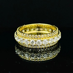 14K ทองเพชรแข็งนิรันดร์แหวนแต่งงานราชวงศ์ - Product Image 5