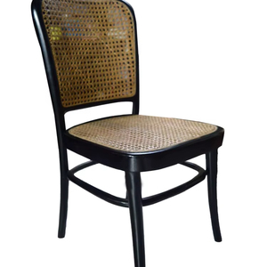 Chaise de salle à manger contemporaine en rotin en bois courbé-Siège et dossier en canne naturelle faits à la main pour hôtel et appartement - Product Image 1