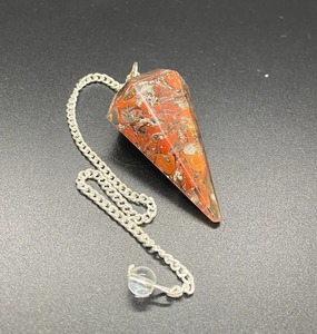 Venta al por mayor hecho a mano facetado jaspe rojo cristal punto péndulo orgón cono hogar decorativo recuerdo radiestesia Palma piedra modelo - Product Image 3