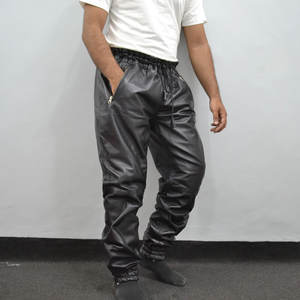 Pantalon en cuir taille moyenne pour hommes le plus vendu vêtements d'hiver de Style High Street pour une utilisation en plein air jean droit tricoté - Product Image 2