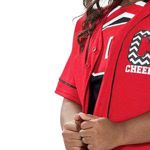 ชุดเชียร์ลีดเดอร์ของผู้หญิงเสื้อเบสบอลสำหรับใส่ตามสั่งสีน้ำหนักเบาแห้งเร็ว - Product Image 5