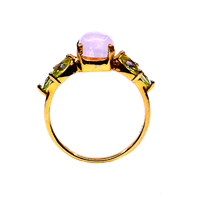Bague élégante pour femme à la mode en argent sterling 925 avec placage à l'or pierre précieuse classique péridot blanc pierre de lune arc-en-ciel