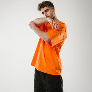 100% coton 180 GSM grande taille hommes imprimé respirant été T-Shirt surdimensionné à manches courtes col rond extérieur décontracté longue longueur - Product Image 6