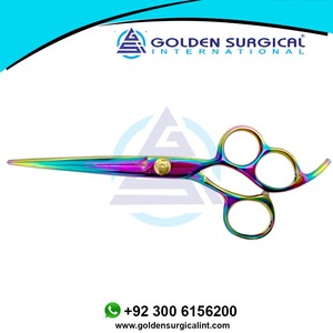 กรรไกรตัดผมมืออาชีพ 3 ห่วง 5.5 นิ้ว กรรไกรตัดผมช่างตัดผม ใบมีดคมกริบ สำหรับร้านเสริมสวย สีรุ้งหลากสี - Product Image 6