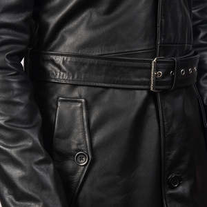 Deux Men's Black Leather <b>Duster</b> Coat - Product Image 6