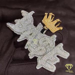 จี้รูปมงกุฎแบบมีตัวอักษรประดับเพชรเพชรโมอิสสำหรับเครื่องประดับแบบกำหนดเองจี้ฮิปฮอป - Product Image 2