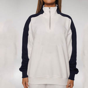 Sweat-shirts personnalisés pour femmes, imprimés, en molleton uni, à demi-zip, style streetwear, en coton épais, coupe oversize, épaules tombantes, coupe ample, hiver - Product Image 3