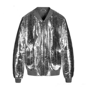 OEM Custom Cowhide <b>Genuine</b> 100% Leather Windproof Cotton <b>Nylon</b> Jacket Zipper Closure Men Leather Jacket - Product Image 6