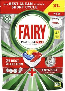 Tablettes lave-vaisselle Fairy Platinum Plus tout-en-un, citron, 42 tablettes, notre meilleur nettoyage pour une propreté comme neuve, élimine la terneur - Product Image 5