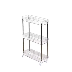 New Arrival Three Layer Metal Storage <b>Rack</b> with Wheels Standing Type for Bathroom Organization Home Decorative <b>Racks</b> - Product Image 1