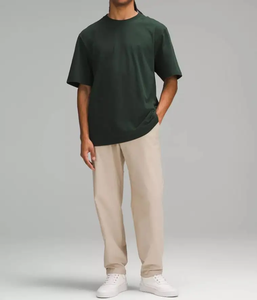 Haute qualité 100% coton imprimé Logo couleur unie printemps/été T-Shirt pour hommes avec anti-boulochage coupe régulière personnalisation complète - Product Image 3