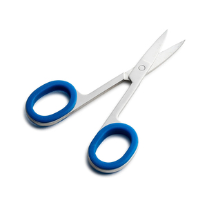 Ciseaux de manucure professionnels de 4 pouces poignées bleues en acier inoxydable de haute qualité lames incurvées tranchantes pour le toilettage de précision - Product Image 2