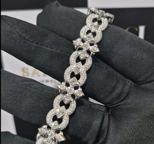 Lujo IGI certificado enlace cubano personalizado Marquesa corte laboratorio cultivado diamante Moissanite plateado plata 925 pulsera de plata esterlina - Product Image 4