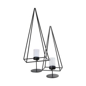 Modern Geometric Metal Pyramid Candle Holder Decorative <b>Black</b> Iron Votive Stand Luxury Nordic T-Light Hurricane For Centerpiece - Product Image 1