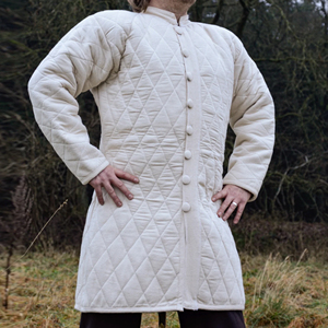 Viking Gambeson veste rembourrée épaisse armure de coton médiévale doublet historique reconstitution Cosplay armure manches longues couleur blanche - Product Image 1