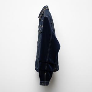 แจ็คเก็ตยีนส์ผู้ชายสไตล์ Y2K แบบสั่งทำพิเศษ - กันลม แห้งเร็ว ตกแต่งสไตล์วินเทจ แผ่นกำมะหยี่ ปักลายโทนสีเดียว ปิดกระดุมเม็ดเดียว ทรงบ็อกซี่ - Product Image 3