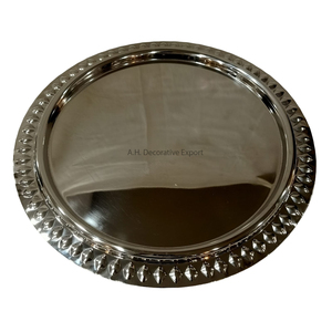 Meilleures ventes Décoration de table Couverts en métal Vaisselle et vaisselle Assiettes de présentation pour le service des aliments Assiette ronde argentée - Product Image 1