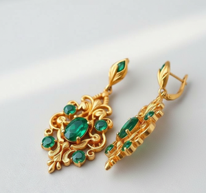 Pendientes de Plata de Ley 925 con Hidro Verde en Múltiples Formas, Chapados en Oro de 18K, Joyería de Moda Hecha a Mano para Mujer - Product Image 3