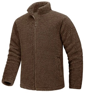 Chaqueta de Sherpa de imitación para otoño e invierno, abrigo de Sherpa grueso y cálido para hombre, cuello levantado, bolsillo con cremallera, manga larga, abrigo informal de Color sólido para hombre - Product Image 4