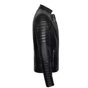 Dernières nouvelles vestes en cuir pour hommes de moto Vestes en cuir pour hommes coupe-vent d'hiver Personnaliser Vestes en cuir pour hommes - Product Image 6