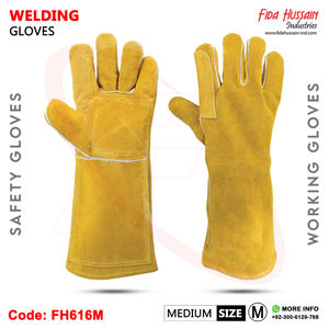 Guantes de soldadura de cuero dividido de vaca de Venta caliente Guante de seguridad industrial de puño largo para el trabajo diario Origen de Pakistán - Product Image 5