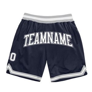 Industrie Direct Engro Sportswear Comfortable Custom Navy White-Gray Authentic Throwback Basketball Shorts - Product Image 3