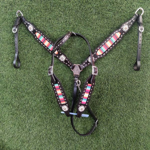 Haute qualité en cuir de vachette de qualité supérieure Headstall collier de poitrine rênes accessoires de cheval équipement de débarrasser les chevaux - Product Image 1