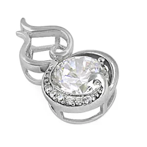 Pendentif solitaire en argent 925 en forme de cœur romantique avec serti de strass en cristal rond pour femme, bijoux de fiançailles - Product Image 3