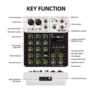 Console de Mixage Audio Numérique Professionnelle DJ Debra V4 4 Canaux avec Effets Carte Son pour BT USB - Product Image 6