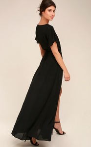 Vestido largo femenino de verano con corte frontal, traje largo de color liso para mujer - Product Image 4