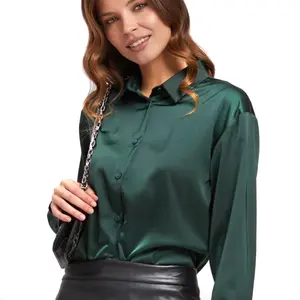 Camisa feminina exclusiva para escritório com mangas compridas modelo estendido atacado