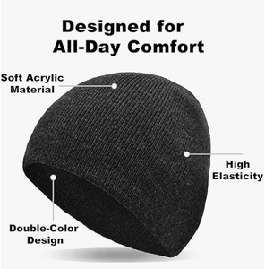 Bonnet réversible pour femmes et hommes, chapeaux d'hiver unisexes, bonnet en tricot à revers - Product Image 2