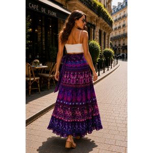 Jaipuri 100% Cotton Neptol Print Wrap Around Skirt Size up to XXL Indian & Pakistani Clothing (CWS0006) - Product Image 5