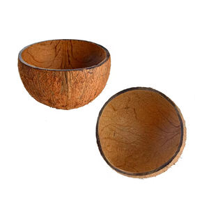 Cuencos redondos de cáscara de coco natural sin pulir, vajilla para postres de frutas hechos a mano con cocos - Product Image 4
