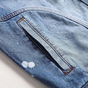 Men's <b>Denim</b> Jacket Stand Collar Washed Distressed Casual Autumn Outerwear Regular Fit Blue Jeans <b>Coat</b> - Product Image 4
