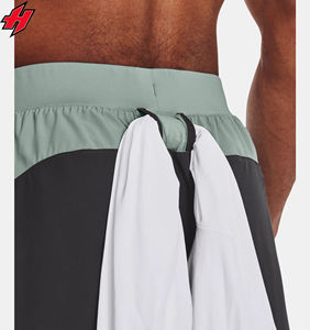 Short de gymnastique athlétique pour hommes avec poches zippées Vente en gros Short d'entraînement de jogging Motif solide Anti-rides Fitness Exercise Wear - Product Image 4