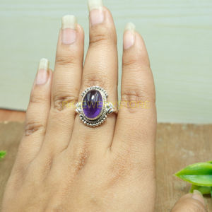 Anillo de Amatista, Anillo de Plata de Ley 925, Anillo de Compromiso, Anillos de Boda para Mujer, Regalo de Navidad o Cumpleaños - Product Image 5