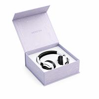 Boîte en papier écologique de luxe personnalisée avec logo pour emballage cadeau d'écouteurs noirs, produit électronique réutilisable de qualité supérieure