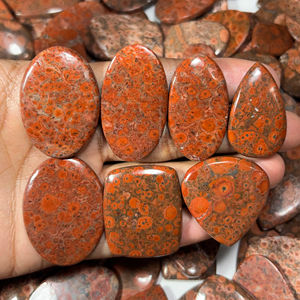 AAA + haute qualité 100% cabochon de jaspe de coquelicot naturel en vrac jaspe de pavot pour faire des boucles d'oreilles pierre précieuse en vrac - Product Image 1