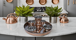 Indian Traditional Elegant Dining Accessory 12 Inch Thali Plate Stainless Steel Copper Bowls Glass Spoon Traditional Indian - Product Image 4